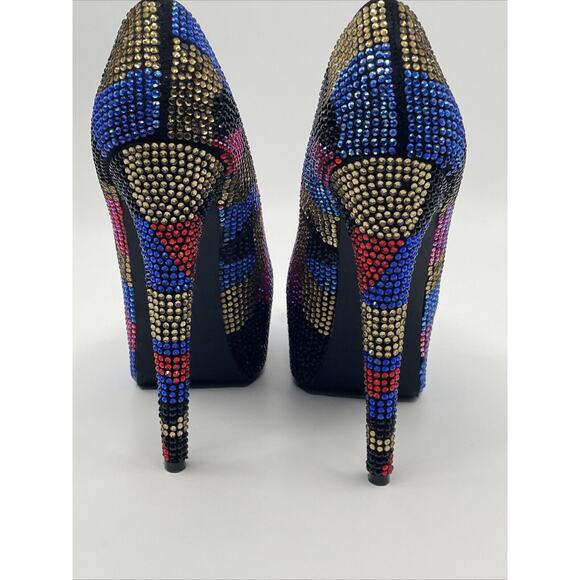 Steve Madden Women's Multi-Colored Rhinestone Platform Heels Size 6.5 - Picture 6 of 16